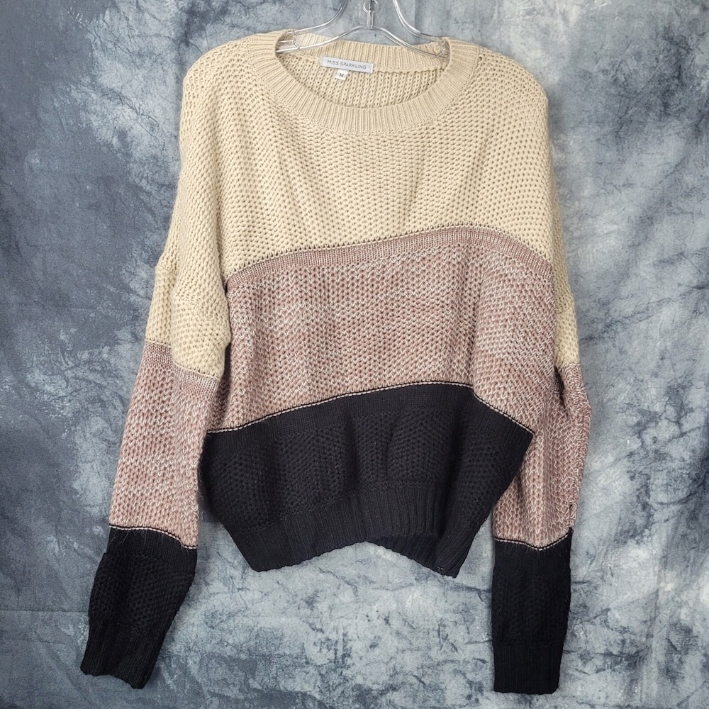 Miss Sparkling‎ Sweater Top SZ M Color Block